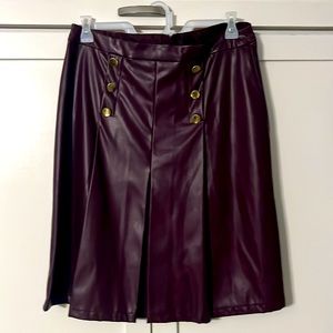 Burgundy Faux Leather Skirt